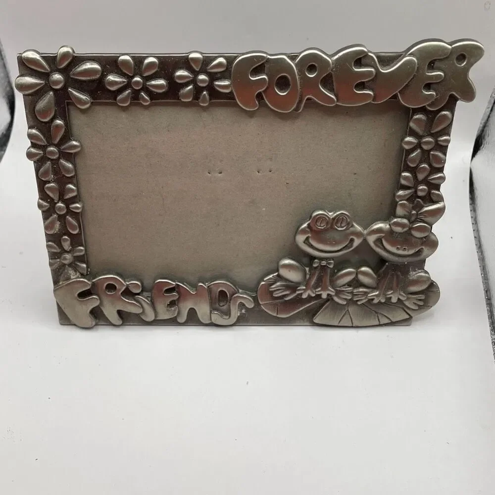Pewter Picture Frame Forever Friends Frogs on Lily Pad 6X4